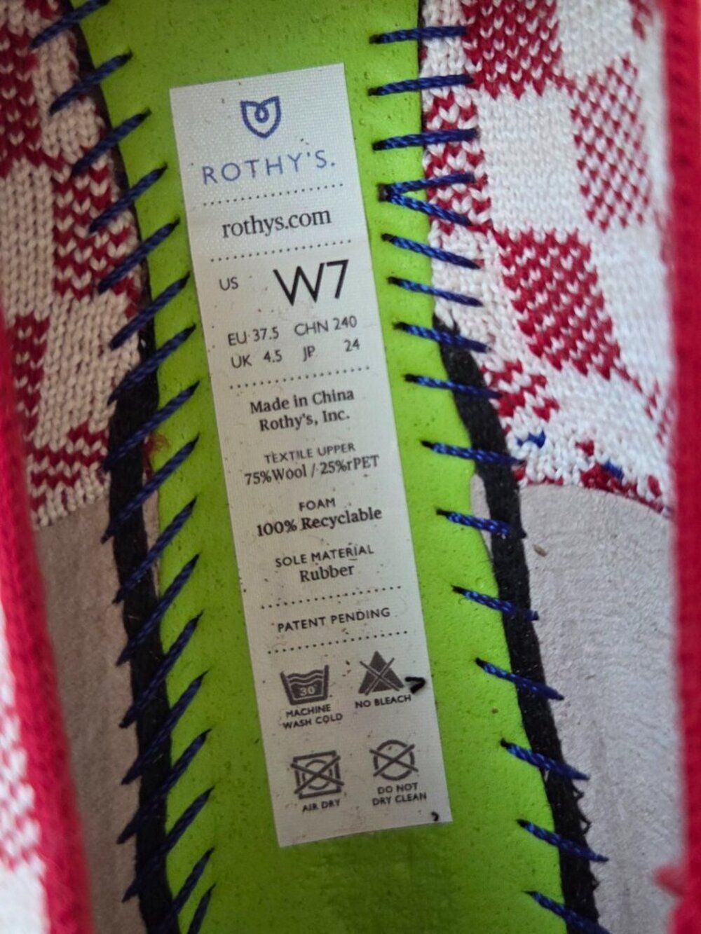 Rothys x Marta Ferri Scarlett Check Loafers Size 7 Red White Gingham Plaid Shoe - Picture 8 of 12